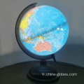 Globe terrestre précis éclairé avec latitude et longitude
